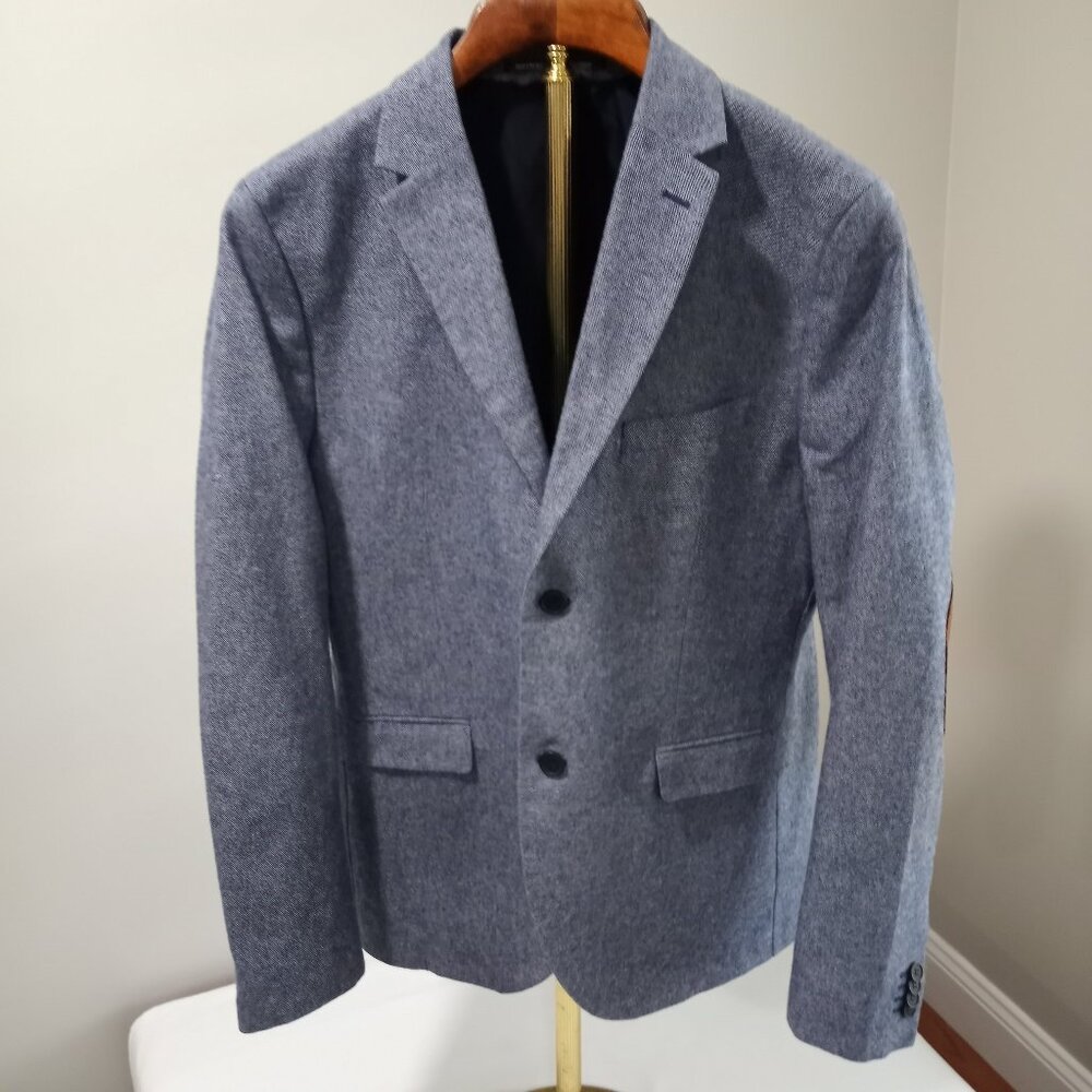 H&M SMART CASUAL SINGLE BREAST JACK WITH BROWN PATCH ELBOWS MEN SIZE XL